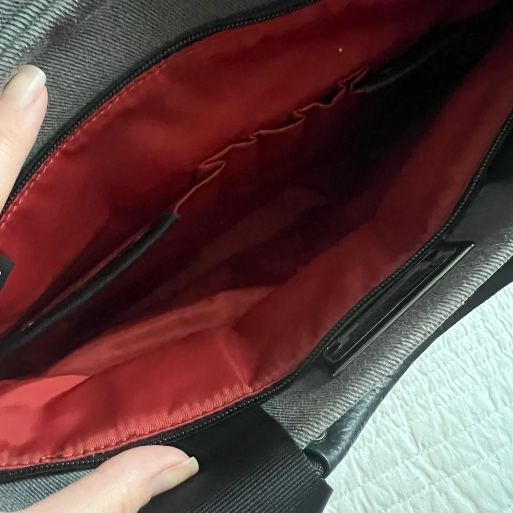 Booq Black Leather and Gray Laptop Messenger Bag